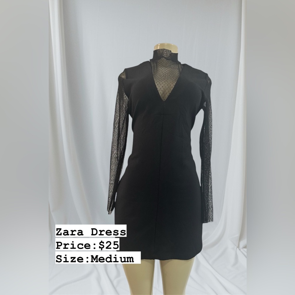 Zara Black Bodycon Long Sleeve Dress